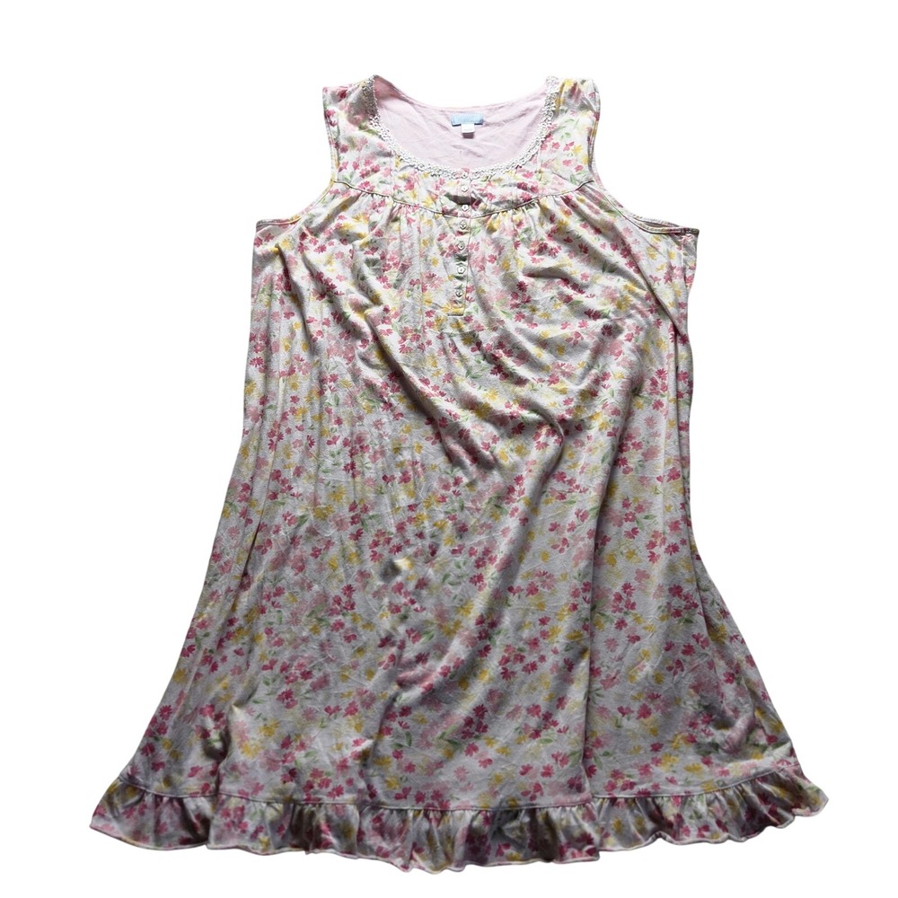 Celestial Dreams Sleep Gown Womens 3X Pink Floral Sleeveless Chemise Nightgown